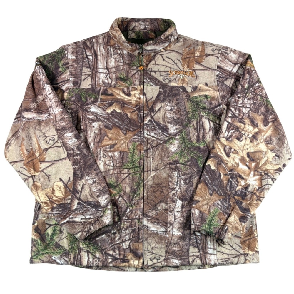 ScentLok Fleece Jacket Mens XL Camo Vortex Windproof Carbon Alloy Hunting Coat